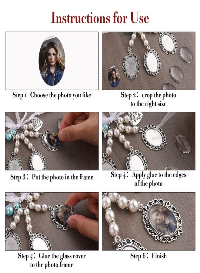 Yolev Wedding Bouquet Photo Charm Bridal Lacy Oval Memorial Bride Pendant for Bride and Groom - Image 4