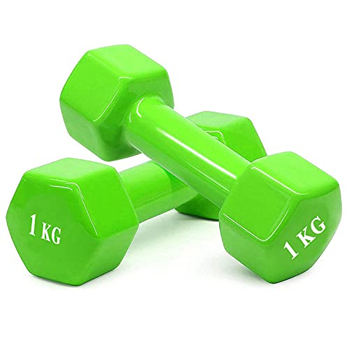 Protoner Cast Iron Vinyl Coated Dumbbells (Pair) 1 KG to 5 KG Set (1+1=2 kg Green) - Image 1