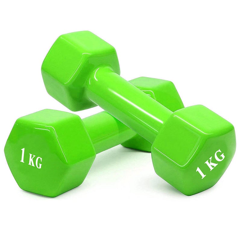 Protoner Cast Iron Vinyl Coated Dumbbells (Pair) 1 KG to 5 KG Set (1+1=2 kg Green) - Image 3