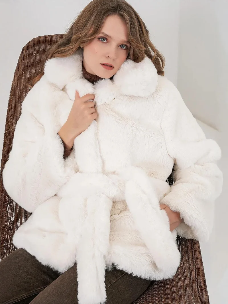 BIG DART BDART Belted Faux Fur Coat