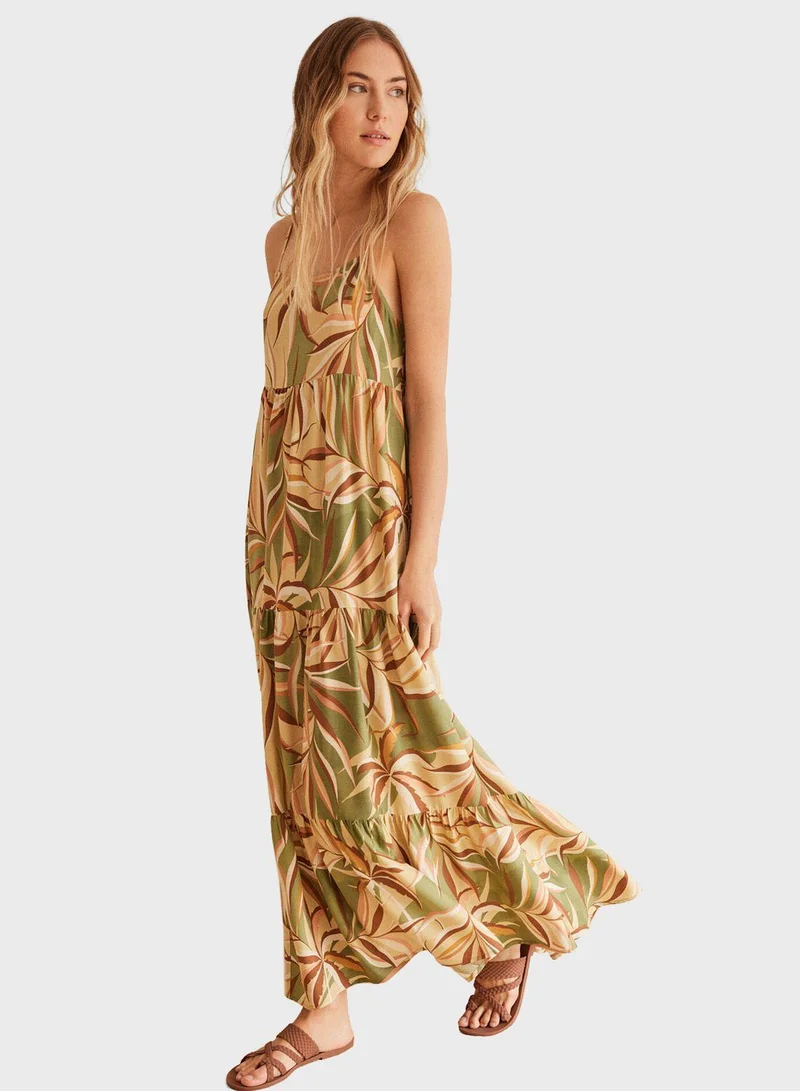 ومن سيكريت Square Neck Tropical Print Dress