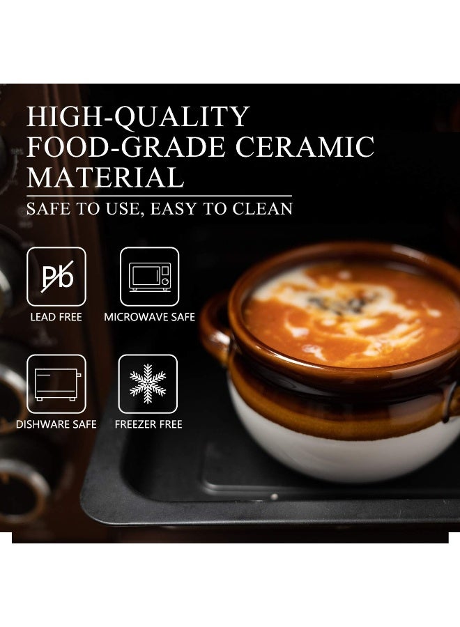 Vumdua French Onion Soup Bowls with Handles, 16 Oz Ceramic Soup Serving Bowl Crocks - Oven Safe Bowls for Chili, Beef Stew, Cereal, Pot Pies, Set of 4 - Image 2