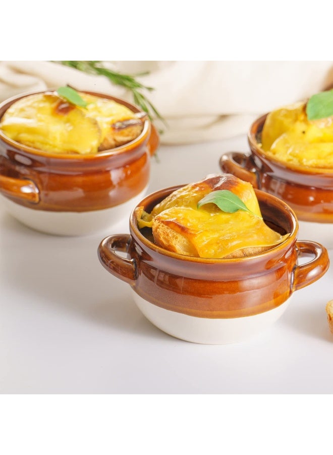 Vumdua French Onion Soup Bowls with Handles, 16 Oz Ceramic Soup Serving Bowl Crocks - Oven Safe Bowls for Chili, Beef Stew, Cereal, Pot Pies, Set of 4 - Image 5