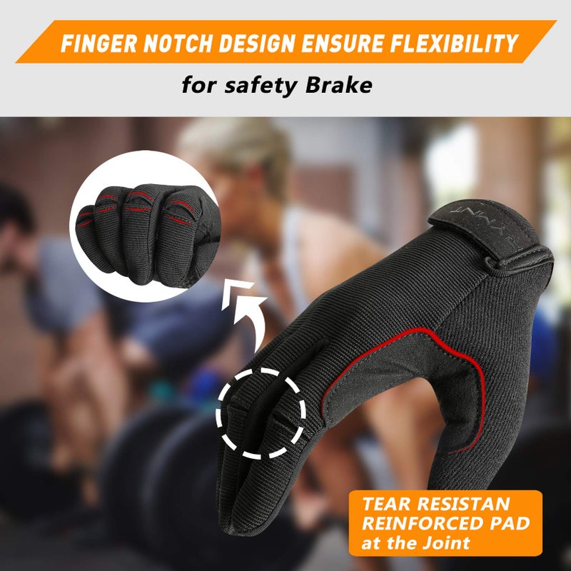 RYMNT Full Fingers Workout Gloves for Women Men-Gym Gloves for Women Weight Lifting, Exercise Fitness Gloves-Touch Screen-Extra Grip Foam-Padded-Anti-Slip for Fitness,Training,Cycling.Black-Medium - Image 3