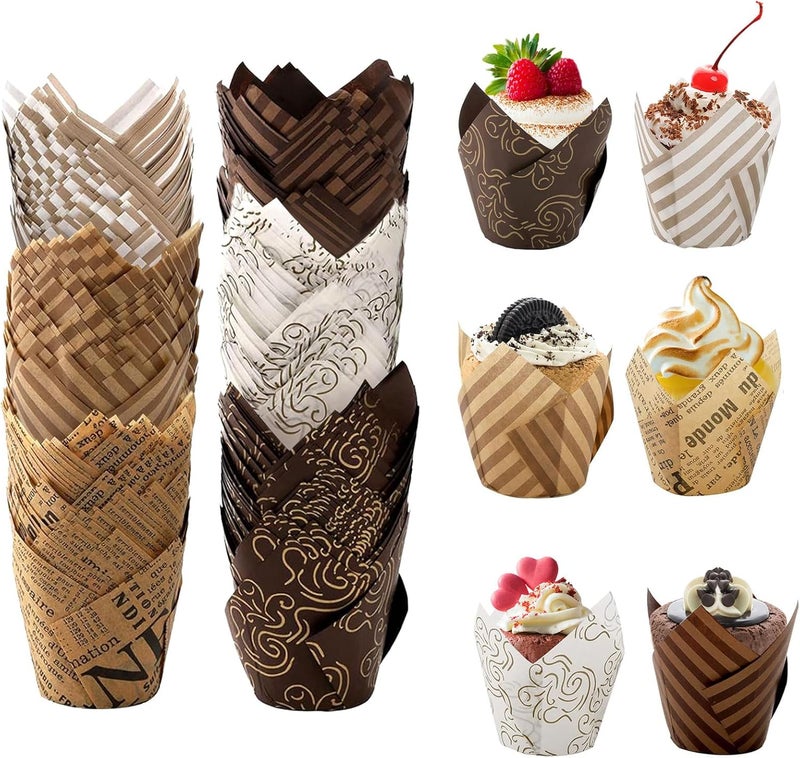 Tulip Cupcake Liners 300-Piece Multicolored Set - 6 Vibrant Colors Disposable Baking Cups for Home Baking, Parties, Weddings, Birthdays and Baby Showers - Image 2