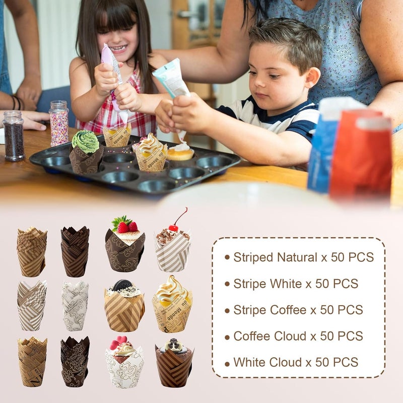Tulip Cupcake Liners 300-Piece Multicolored Set - 6 Vibrant Colors Disposable Baking Cups for Home Baking, Parties, Weddings, Birthdays and Baby Showers - Image 5