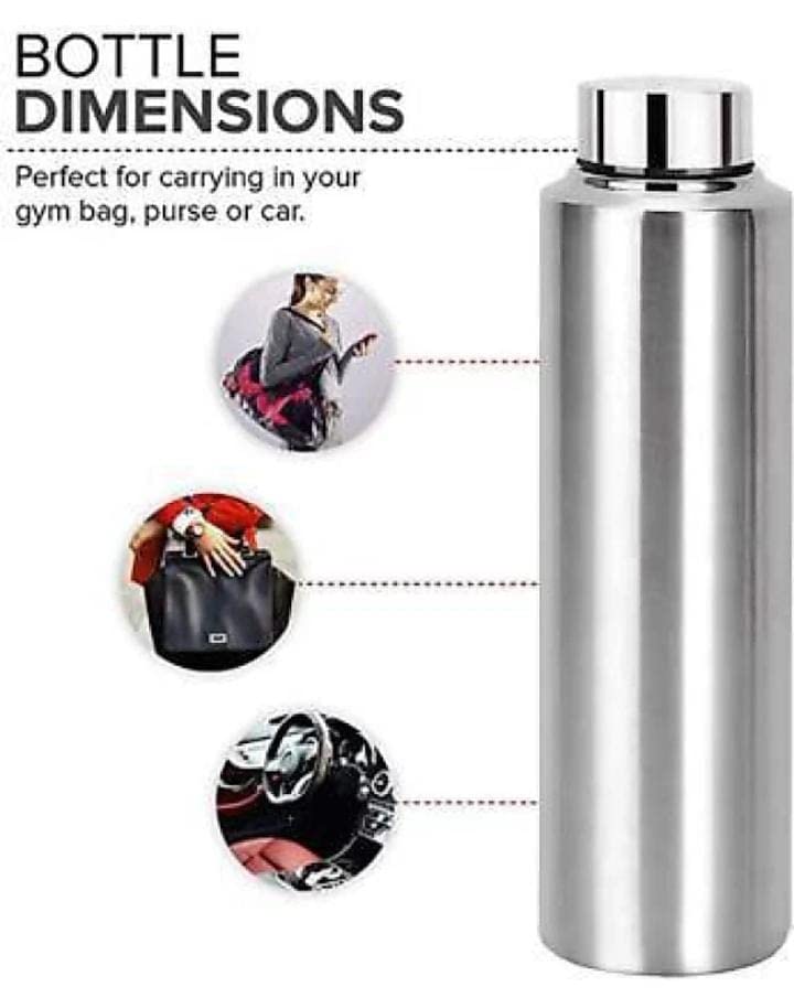 VISAXMI 1000ml Stainless Steel Water Bottle For Fridge Refrigerator School Office Gym Sports Travel Set Of 2 - Image 5