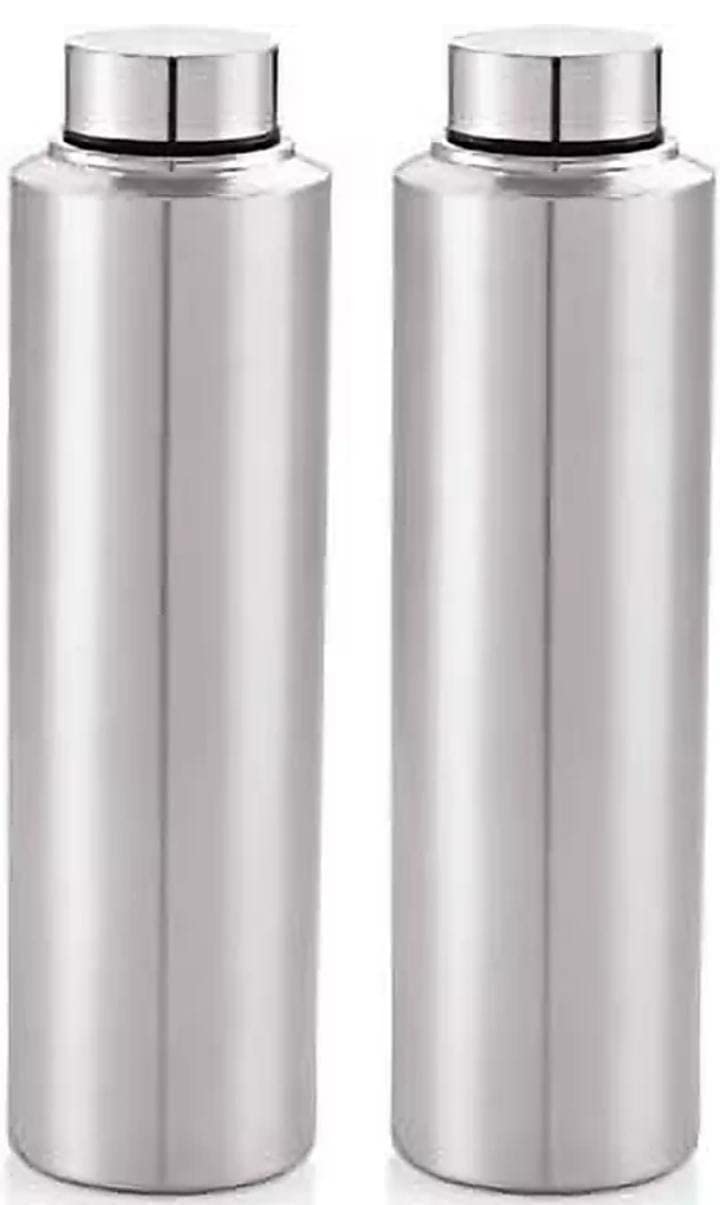 VISAXMI 1000ml Stainless Steel Water Bottle For Fridge Refrigerator School Office Gym Sports Travel Set Of 2 - Image 1