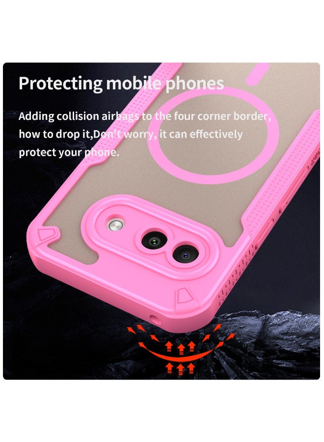 Cover For Pixel 9A Armor Glaze MagSafe Magnetic Phone Case Raised edges around the screen and camera lens help prevent scratches - Pink - Image 4