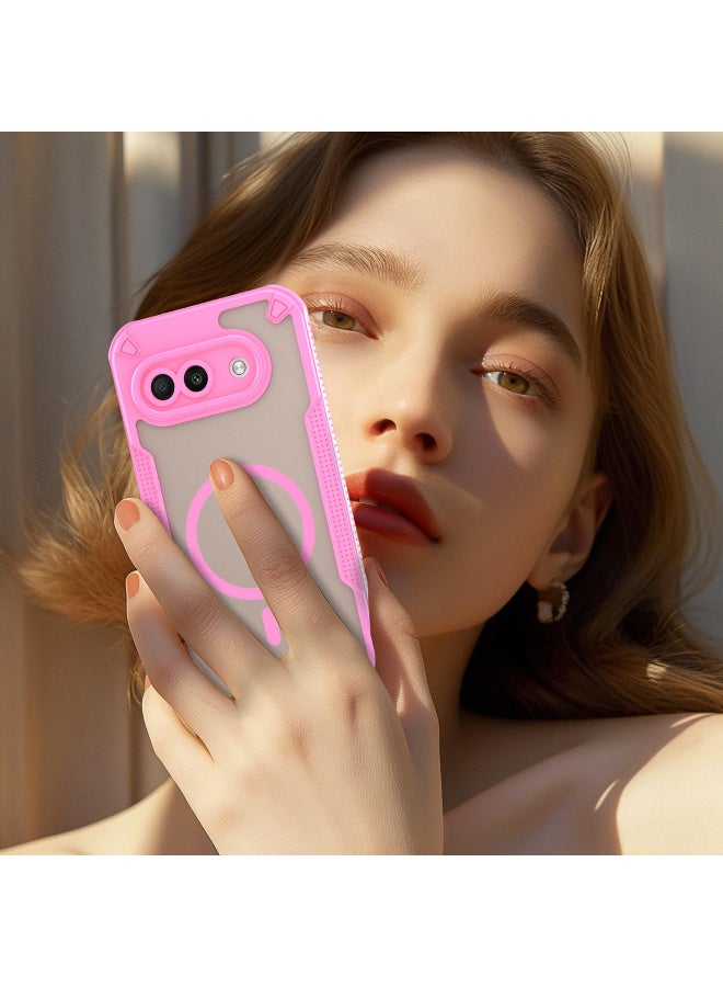 Cover For Pixel 9A Armor Glaze MagSafe Magnetic Phone Case Raised edges around the screen and camera lens help prevent scratches - Pink - Image 3