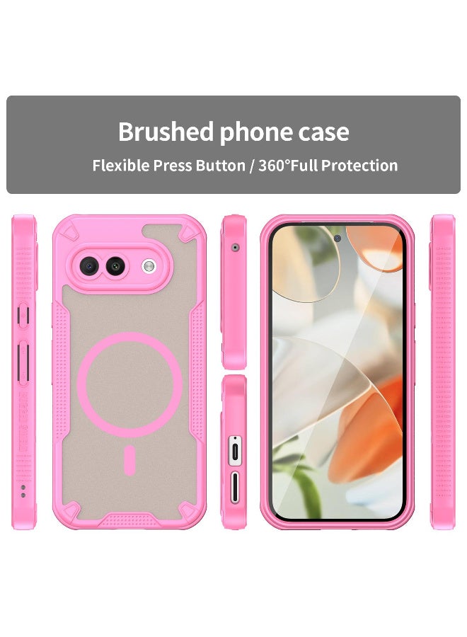 Cover For Pixel 9A Armor Glaze MagSafe Magnetic Phone Case Raised edges around the screen and camera lens help prevent scratches - Pink - Image 2