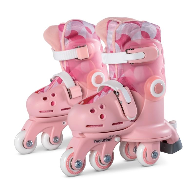 Yvolution Learner Twista Skates – 2-in-1 Adjustable Kids Roller Skates for Ages 2+ – Converts from Tri-Wheel to Inline Skates – No Tools Needed – US Size 7-11, Pink - Image 4