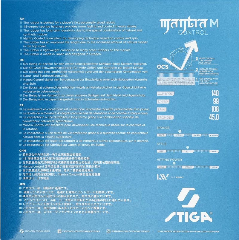 Stiga مطاط تنس الطاولة مانترا كنترول، أسود 2.1 مم – أداء احترافي عالي المستوى - Image 2