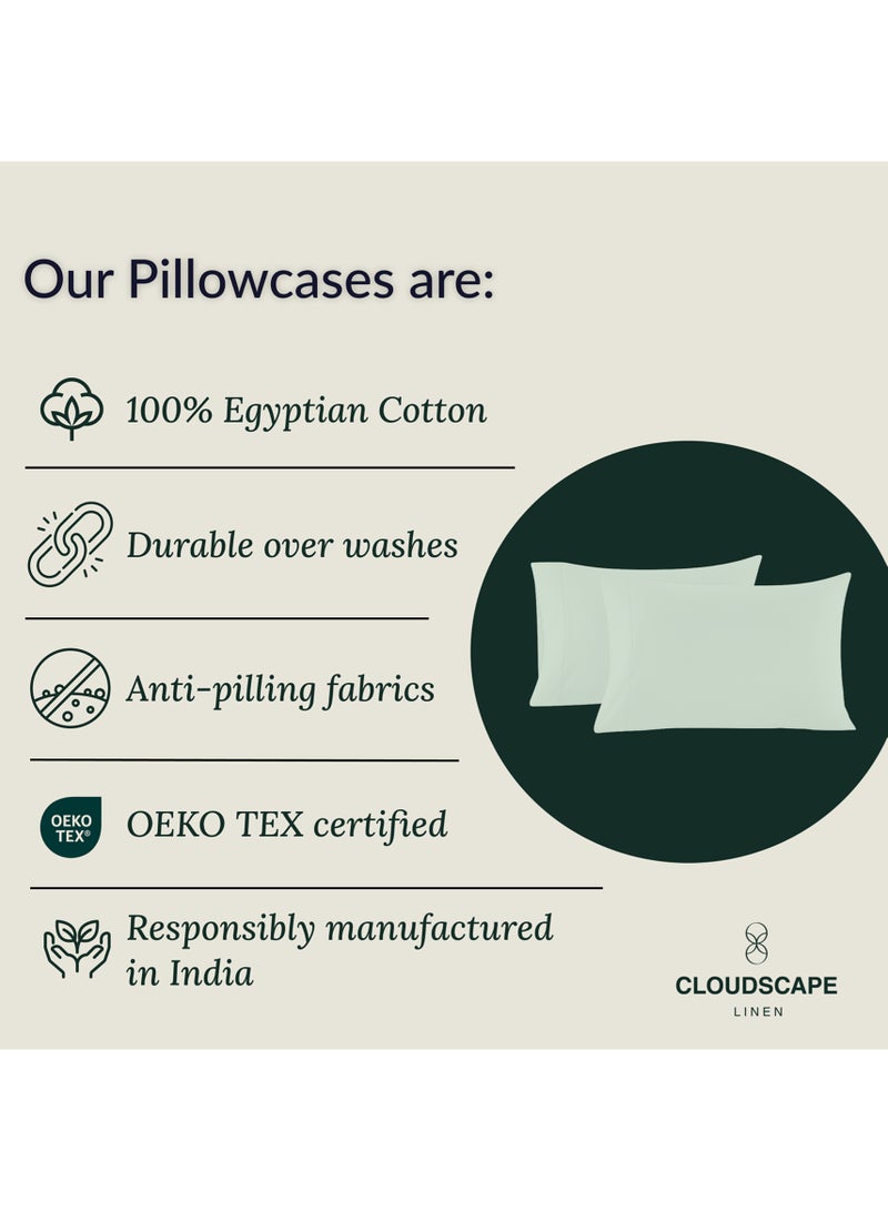 كلاود سكيب لينين Cloud Scape Linen 600 Thread Count Egyption Cotton 2 Pillowcases Set (Standard, Mineral) - Image 3