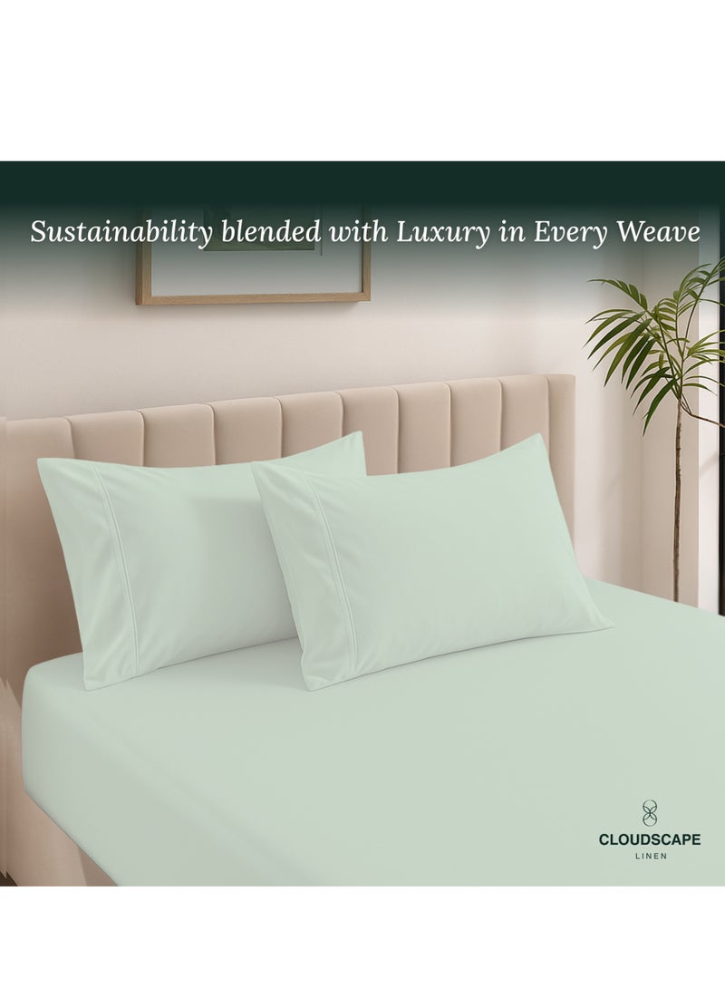 كلاود سكيب لينين Cloud Scape Linen 600 Thread Count Egyption Cotton 2 Pillowcases Set (Standard, Mineral) - Image 4