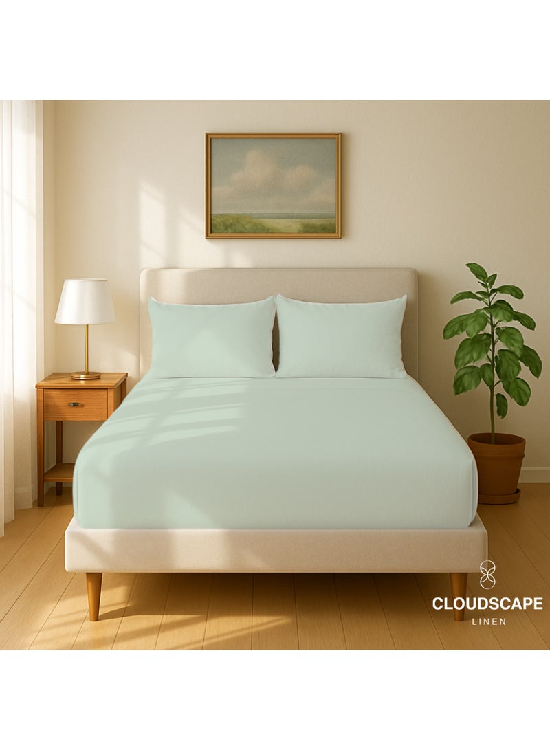 كلاود سكيب لينين Cloud Scape Linen 600 Thread Count Egyption Cotton 2 Pillowcases Set (Standard, Mineral) - Image 2