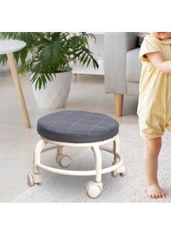 ISTARA ISTARA Heavy Duty Rolling Stool Low Stool Faux Leather Surface Sponge Filling Metal Legs 360 Universal Wheel Low Stool for Living RoomBedroomMakeup Room  - Image 1