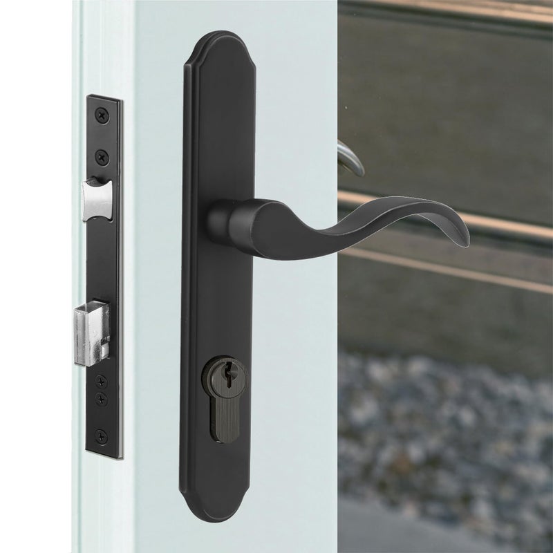 ReigaHood Offset Euro Mortise Storm Door Handle Complete Set Fits for Pella Screen Door Hardware 212 Handle PZ 78 Backset 714 Trimplate HC NonHanded Matte Black - Image 2