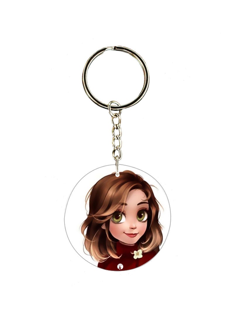 Animie Girl Printed Keychain