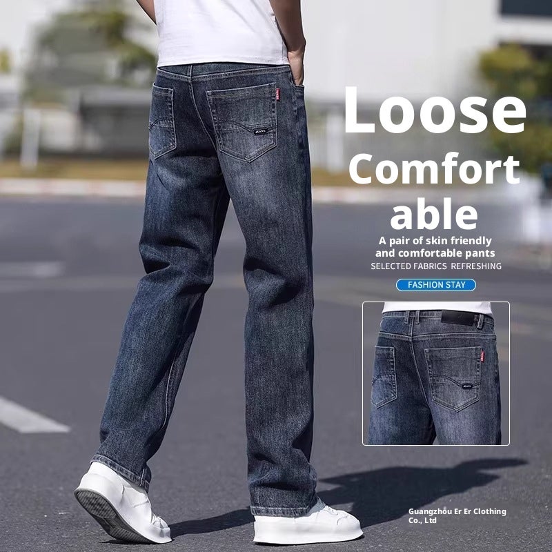 Men's Retro Straight Jeans with Washed Finish - Image 3