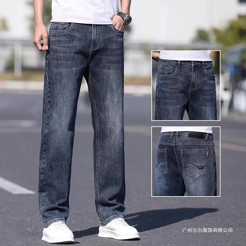 Men's Retro Straight Jeans with Washed Finish - Image 2
