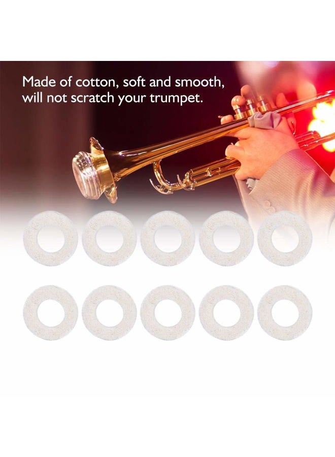 Dilwe Trumpet Washers Pad, 10 Pcs Trumpet Valve Felt Washers Cushion Pad Brass Trumpets Musical Instrument Accessory (White) Play instrument accessories - Image 5
