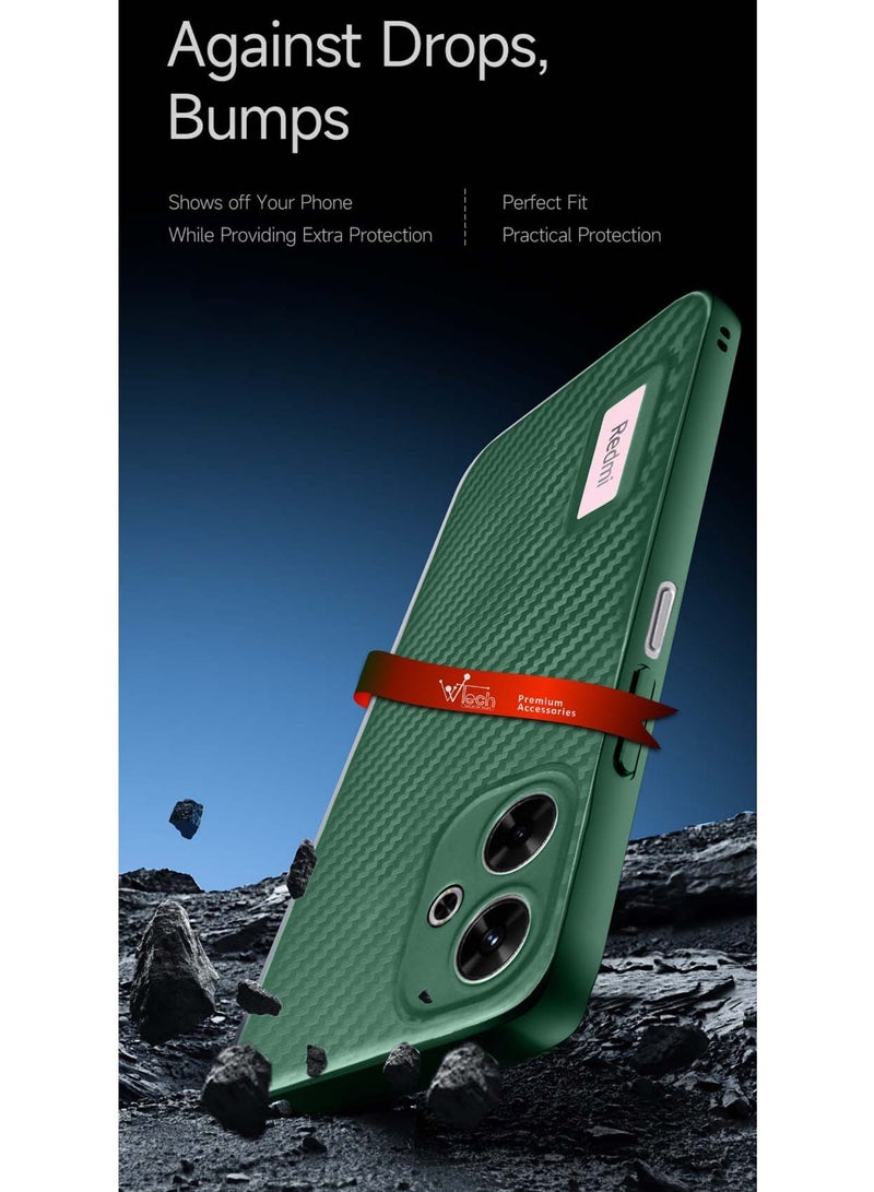 دبليو تيك غطاء حماية من ألياف الكربون والسيليكون السائل لهاتف Xiaomi Redmi 13 4G / 5G 2024 باللون الأخضر الداكن - Image 4