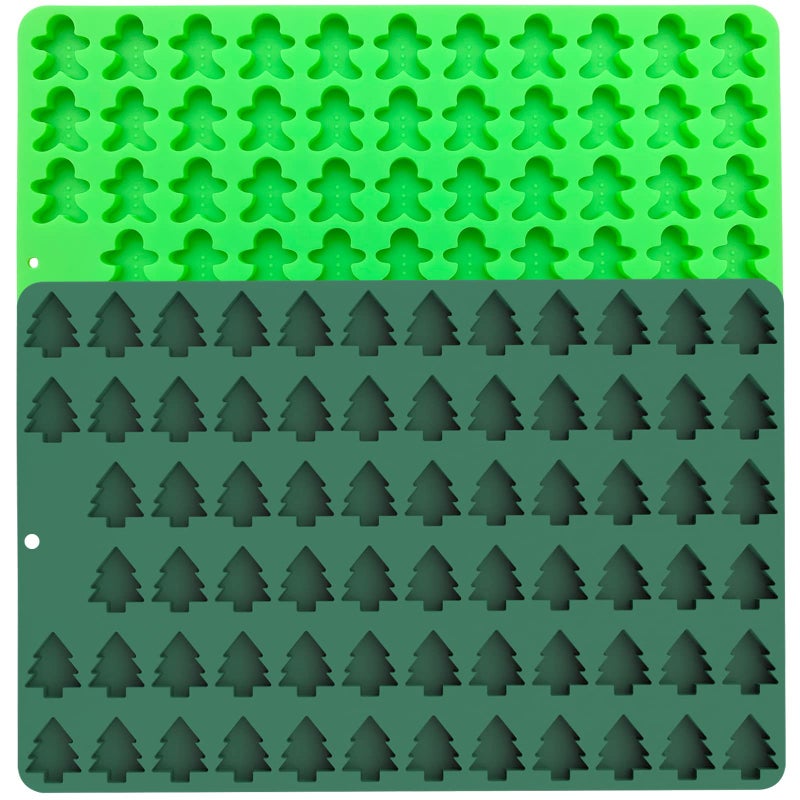 KBTBAK قوالب عيد الميلاد الصغيرة قالب شجرة عيد الميلاد من السيليكون قالب رجل الزنجبيل من السيليكون قالب جيلاتين صغير لخبز البسكويت البودينغ الجيلي بسكويت الكلاب مجموعة من 2