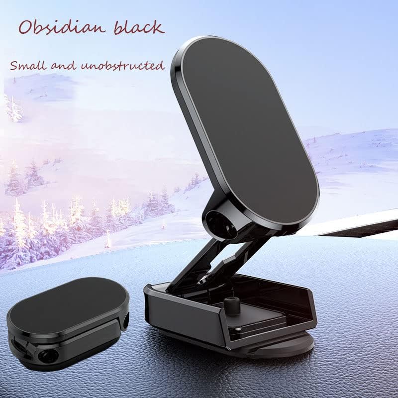 woobles 2023 New Alloy Folding Magnetic Car Phone Holder,Dashboard Multifunctional Foldable Magnetic Phone Stand with Strong Magnet 360° Rotation Foldable Desktop Phone Stand (Silver) Silver - Image 3