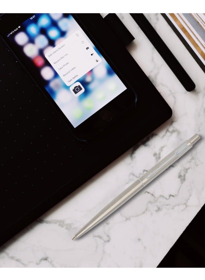 Parker Classic Stainless Steel Chrome Trim Ball Pen | Ink Color - Blue | Corporate Gift | Ideal For Professional Use - Image 5