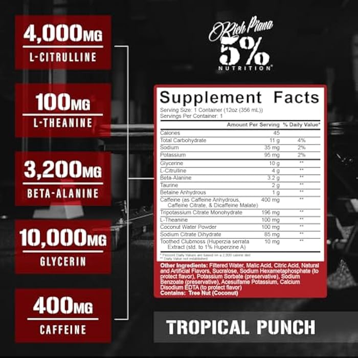 5% Nutrition Kill It Ready-to-Drink High Stim Pre Workout | 400mg Caffeine Energy Drink | Extreme Pump, Endurance, Focus & Hydration | Citrulline, Beta Alanine, Taurine | 12 Oz Bottle (Tropical Punch) - Image 2