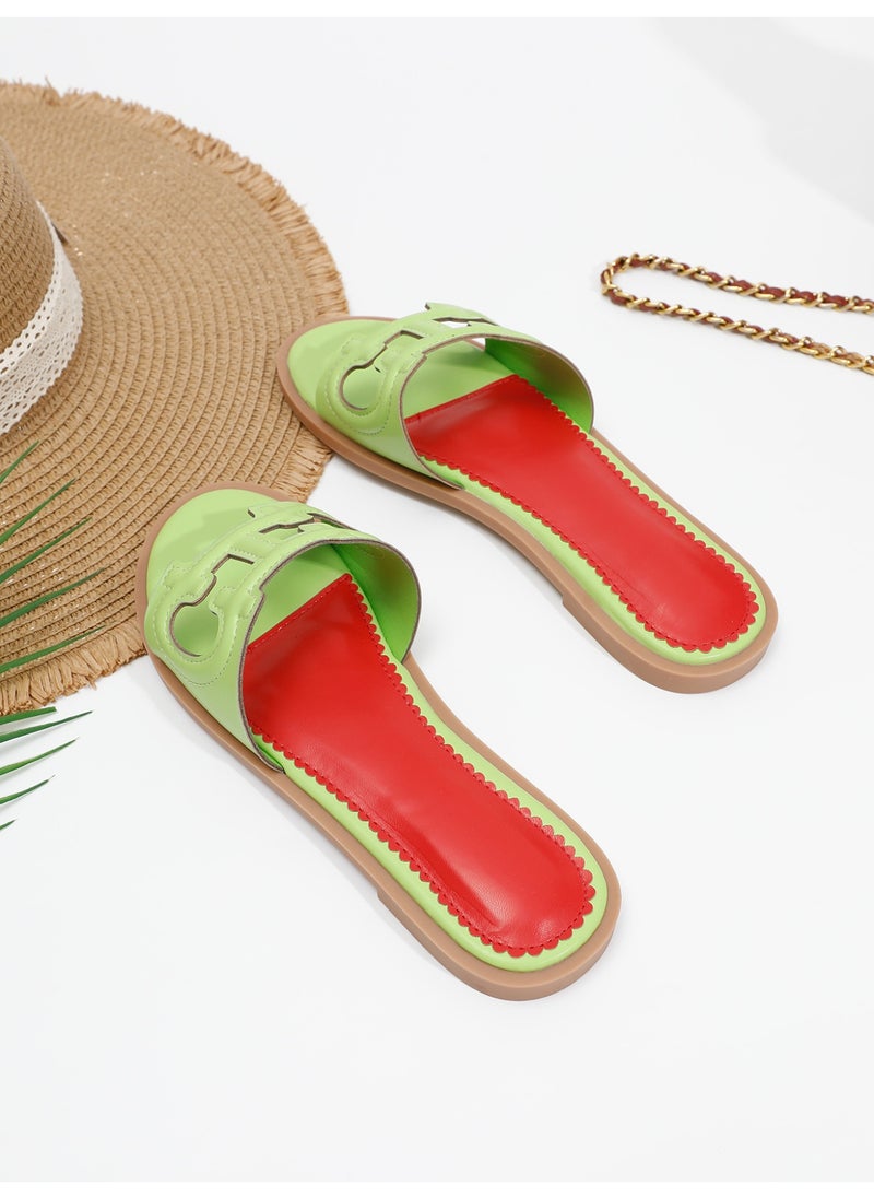 NIBEMINENT Women's Sandals  Summer Retro Slippers  Low Heel Leather Casual Open Toe Outdoor Slippers Beach Shoes  - Image 2