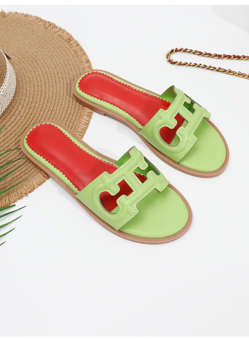 NIBEMINENT Women's Sandals  Summer Retro Slippers  Low Heel Leather Casual Open Toe Outdoor Slippers Beach Shoes  - Image 3