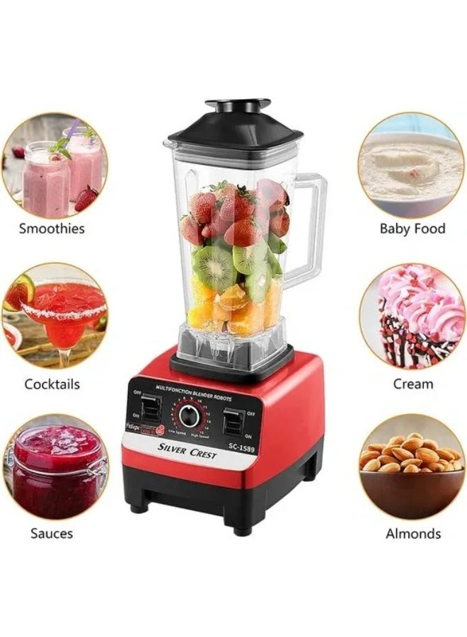 سيلفر كريست خلاط تجاري شديد التحمل من سيلفر كريست | محرك 4500 واط، 6 شفرات من الستانلس ستيل، عصارة ومطحنة متعددة الوظائف | مثالي للعصائر وسحق الثلج ومعالجة الطعام | اسود - Image 2