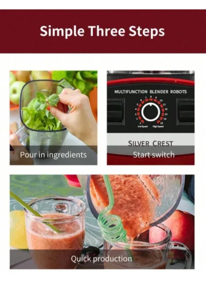 سيلفر كريست خلاط تجاري شديد التحمل من سيلفر كريست | محرك 4500 واط، 6 شفرات من الستانلس ستيل، عصارة ومطحنة متعددة الوظائف | مثالي للعصائر وسحق الثلج ومعالجة الطعام | اسود - Image 3