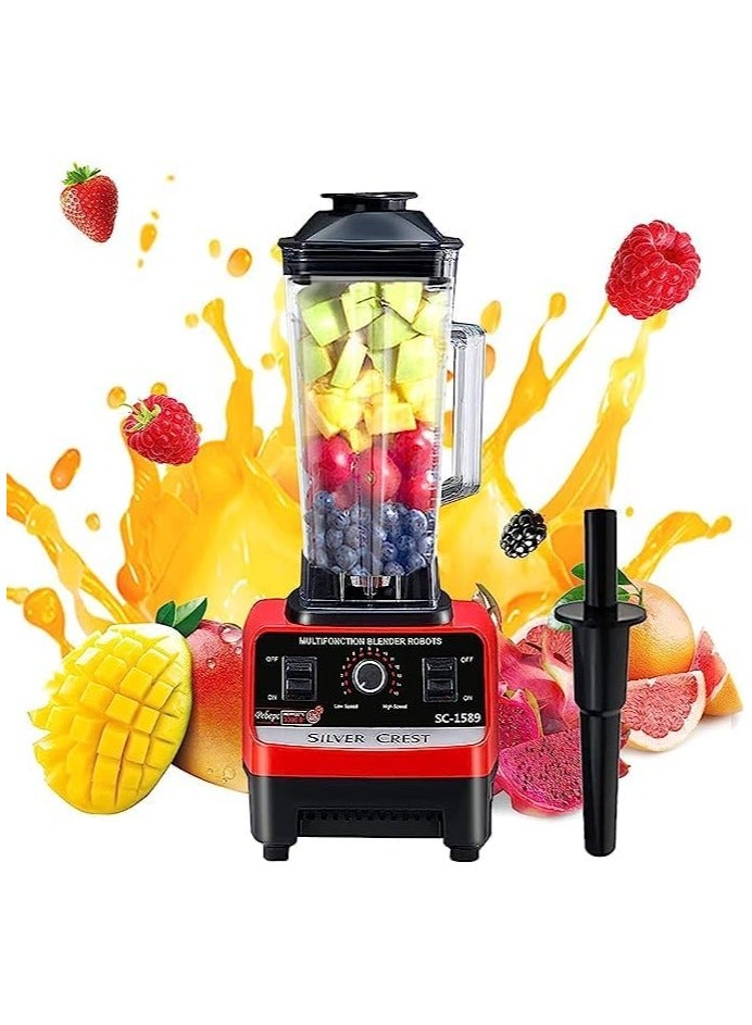 سيلفر كريست خلاط تجاري شديد التحمل من سيلفر كريست | محرك 4500 واط، 6 شفرات من الستانلس ستيل، عصارة ومطحنة متعددة الوظائف | مثالي للعصائر وسحق الثلج ومعالجة الطعام | اسود - Image 1