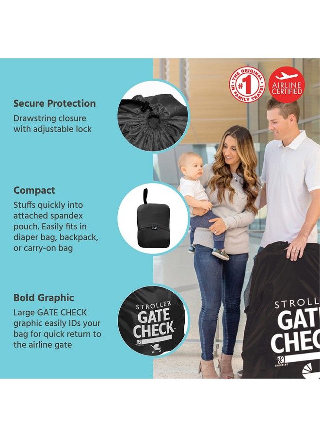 J.L. Childress حقيبة فحص البوابة لعربات الأطفال الفردية والمزدوجة، حقيبة عربة الأطفال للطائرة، حقيبة سفر كبيرة لعربة الأطفال للطائرة، حقيبة عربة أطفال للسفر الجوي، حقيبة سوداء - Image 3