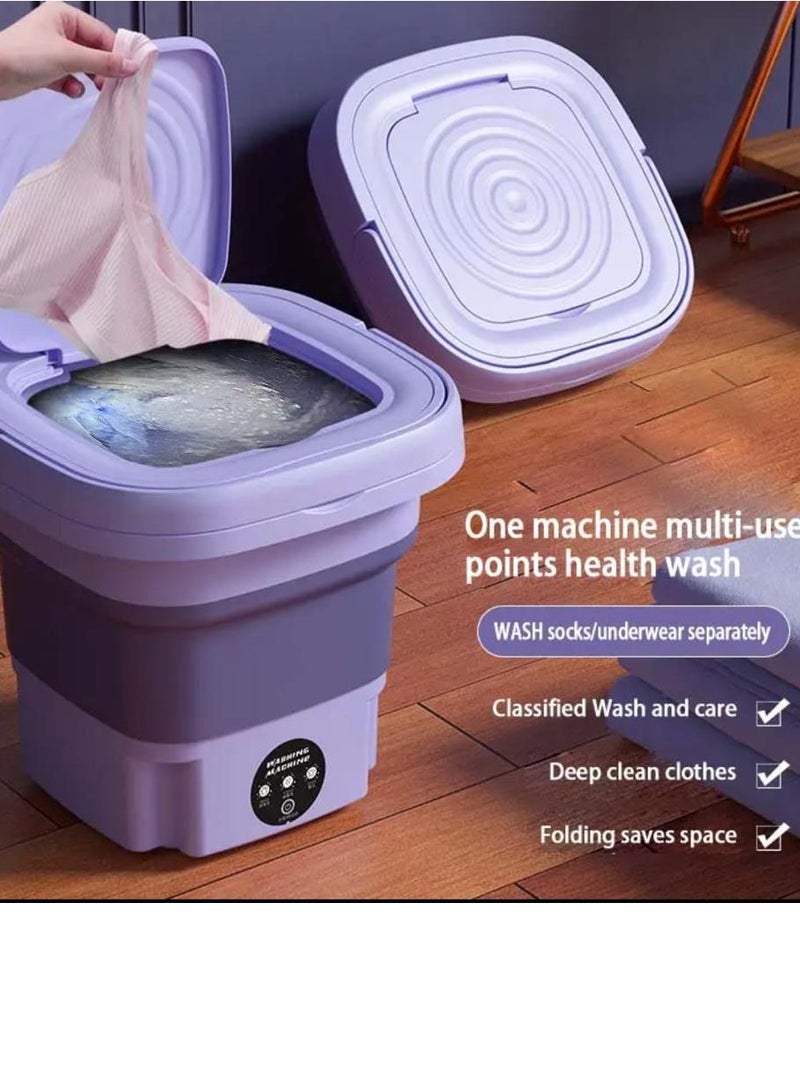 Portable Washing Machine  Mini Foldable Washing Machine Sterilization Dryer 8L for Baby Clothes, Underwear or Small Items  Apartment, Dorm, Camping, Travel RV Washing(B) - Image 1