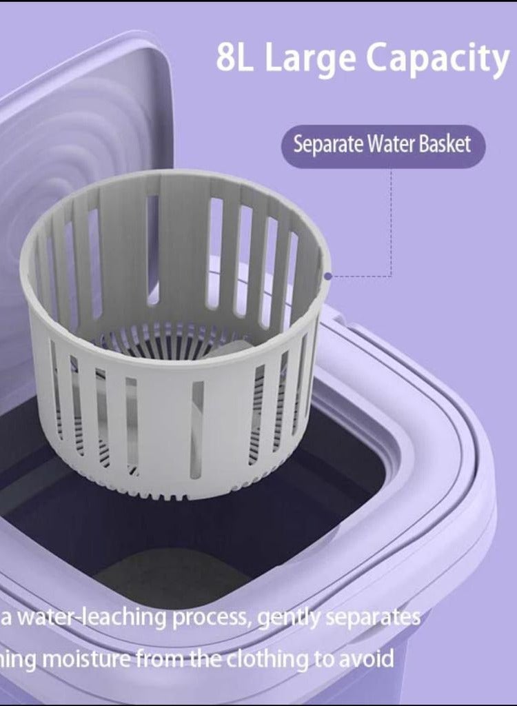 Portable Washing Machine  Mini Foldable Washing Machine Sterilization Dryer 8L for Baby Clothes, Underwear or Small Items  Apartment, Dorm, Camping, Travel RV Washing(B) - Image 5