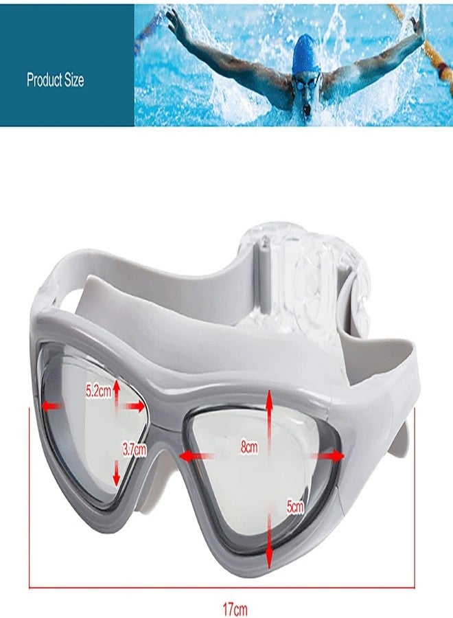 Spocco | Premium Big Frame Competition Pool Swim Goggles, Clear Lens & Wide-Vision Swimming Goggles with UV Protection, Anti-Fog Coating, Adjustable Strap for Kids, Youth & Adults | SG70-Gaey | 80 - Image 5