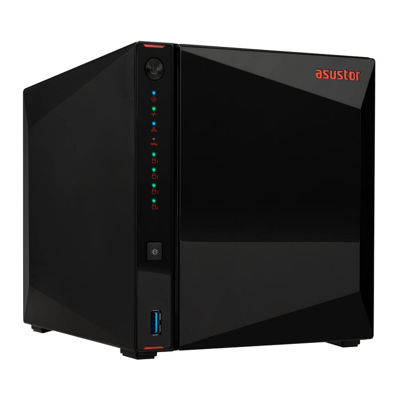 asustor Asustor AS5404T Nimbustor 4 Gen2-4 Bay NAS Network Storage Enclosure, Quad-Core 2.0GHz CPU, 4xM.2 NVMe SSD Slots, 2x2.5GbE Ports, 4GB DDR4 RAM, Gaming-Inspired NAS  - Image 1