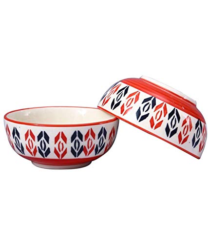 Caffeine Caffeine Ceramic Handmade Arrow Pattern Dessert Bowl Set of 2 150 ml
