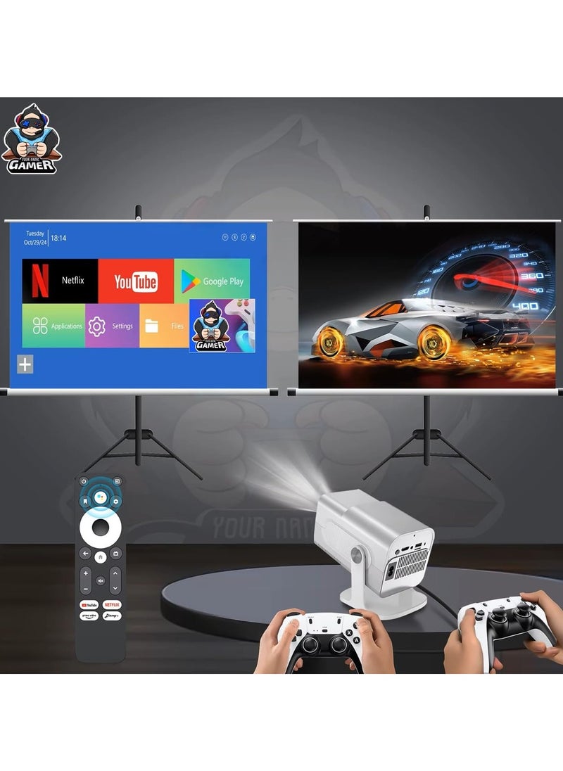 Topleo - HCS350 Pro Android 11 Gaming Projector 64GB TF Card Wireless Gaming Controller Dual WIFI1920*1080P Home Theater Portable Projector (Hcs350pro White) - Image 1