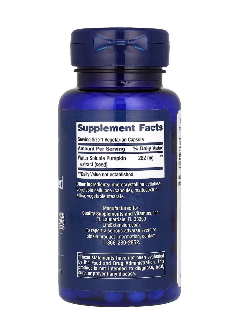 Life Extension Water-Soluble Pumpkin Seed Extract 262 mg 60 Vegetarian Capsules - Image 2