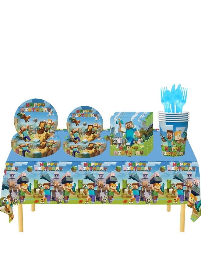 Neox Minecraft Birthday Party Kit for Kids for 10 People, Complete Tableware Set, Minecraft Party Decorations - Image 2