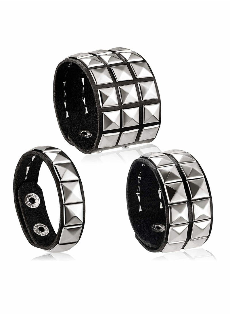 KASTWAVE - Punk Leather Stud Bracelet, studded armband for men Punk Rivet Bracelet Spike Rivet Cuff Bangle Unisex Metal Studded Wristband for Party Favors - Image 1