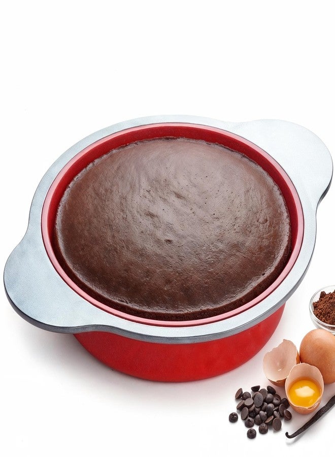 Boxiki Kitchen صينية كيك دائرية من السيليكون غير لاصقة مقاس 9 بوصات من بوكسيكي كيتشن مع مقابض بإطار فولاذي - مثالية لخبز الكيك الدائري اللذيذ - Image 1