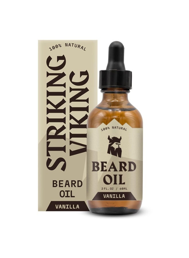 Striking Viking زيت لحية فايكنغ الفانيليا المذهل للرجال - بلسم طبيعي مستخرج مع زيوت الأركان والجوجوبا لتنعيم وترطيب ونمو (2 أونصة) - Image 1