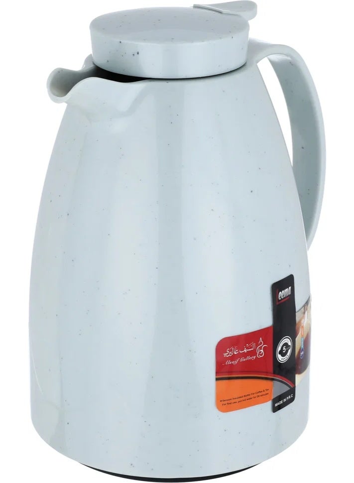 LEEMA Thermos, 1 litre, marble, squeezable, thermal glass inner container, plastic outer shell - light gray - Image 4