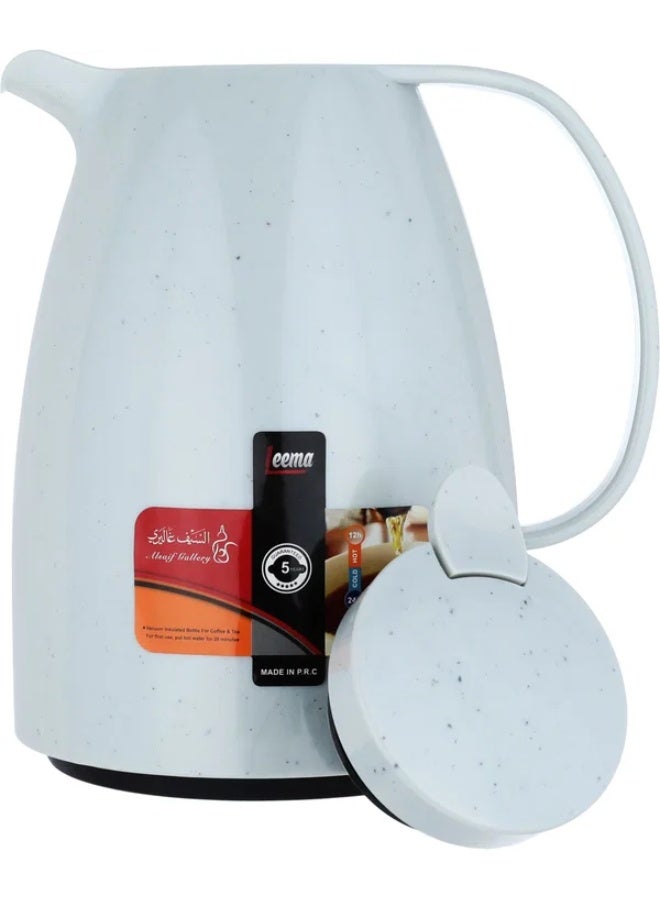 LEEMA Thermos, 1 litre, marble, squeezable, thermal glass inner container, plastic outer shell - light gray - Image 3